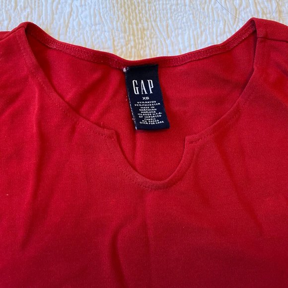 Candy Apple Red Jersey Shirt with Notched Neckline - Picture 2 of 2